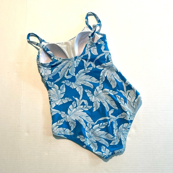 Seekers Australia One Piece Tropical Leaves Blue White Swimsuit Women’s 6‎ NWOT - Picture 2 of 10